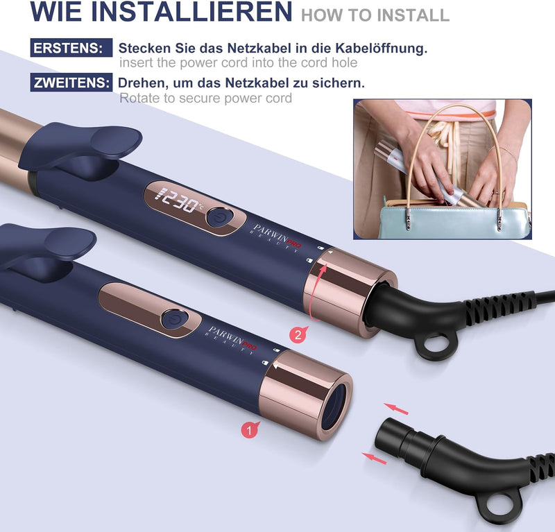 PARWIN PRO BEAUTY 3 In 1 Styling Set, Beinhaltet Glätteisen 25mm -Lockenstab 32mm & GlÄttbÜrste, mit