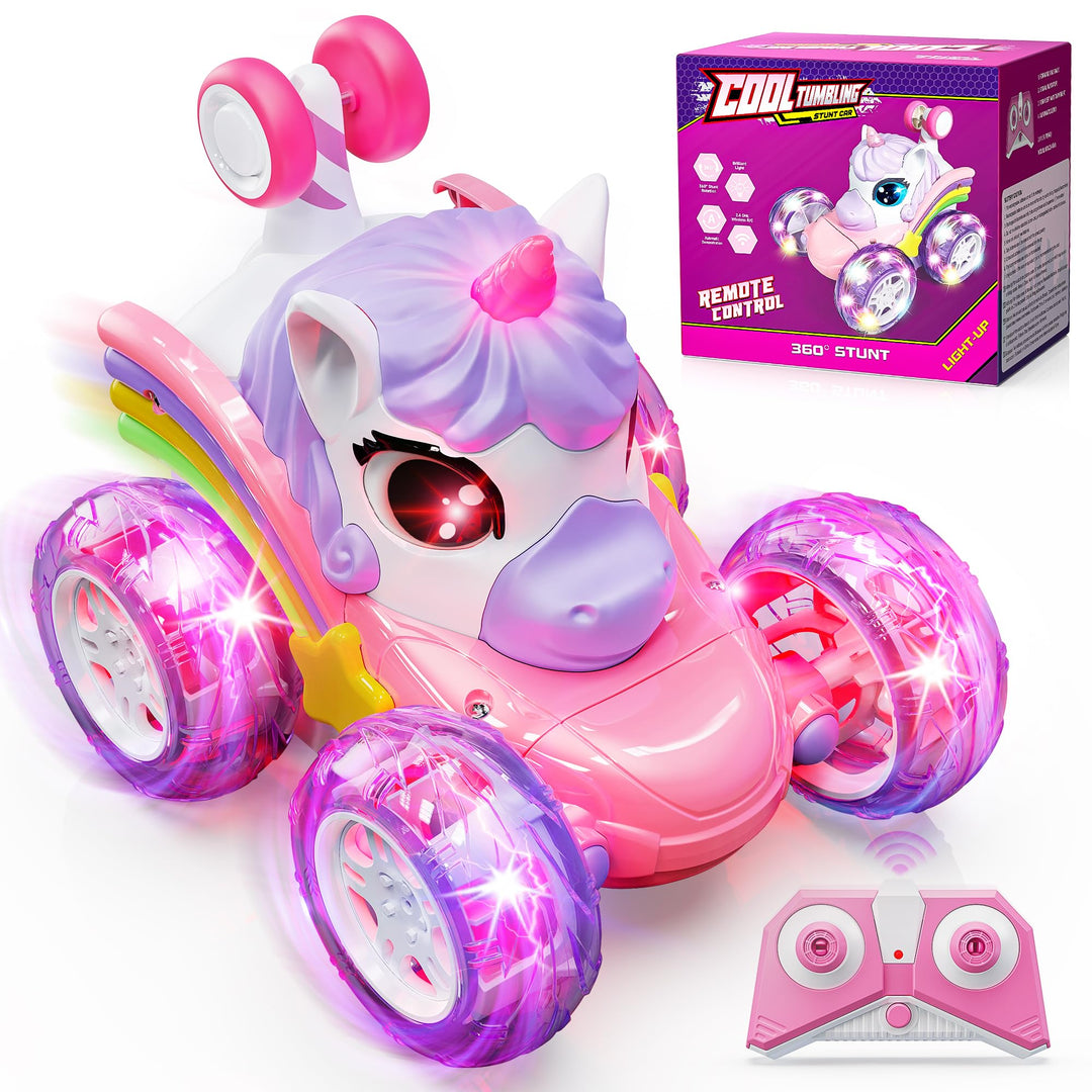 Hot Bee Einhorn Ferngesteuertes Auto ab 3 Jahre, Geschenk Mädchen 3 4 5 6 Jahre, 2.4GHz RC Auto, Ein