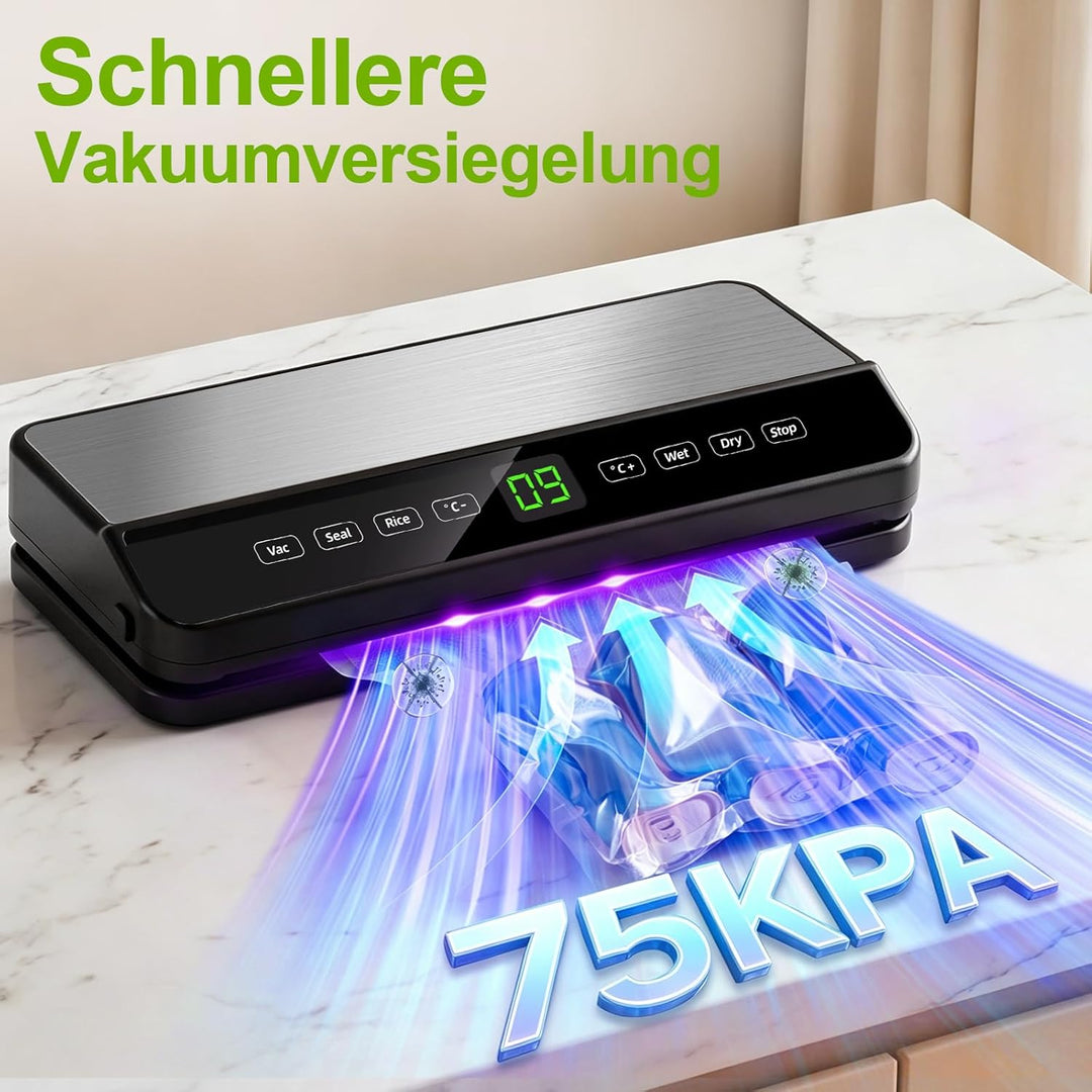 Vakuumiergerät für Lebensmittel, Automatisch Trocken- / Feucht Vakuumierer, Vacuum Sealer Machine mi