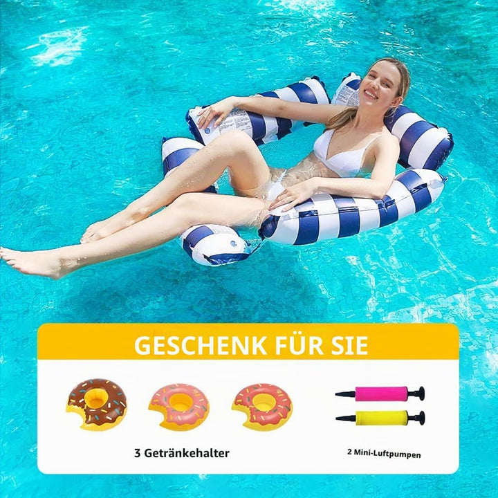 3 Pack Pool Float Chair Lounge für Erwachsene, Aufblasbare Pool Floats 4-in-1 Mehrzweck-Poolschwimme