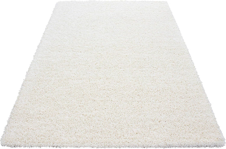 HomebyHome Teppich Rund Shaggy 120 cm Rund - 50 mm Florhöhe Hochflor Runder Teppich Creme Extra Weic