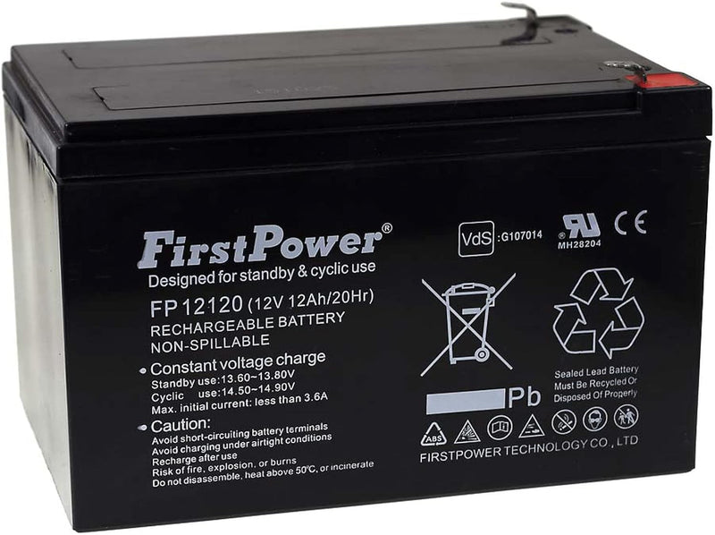 FirstPower Blei-Gel Akku für USV APC RBC6 12Ah 12V VDs, 12V, Lead-Acid