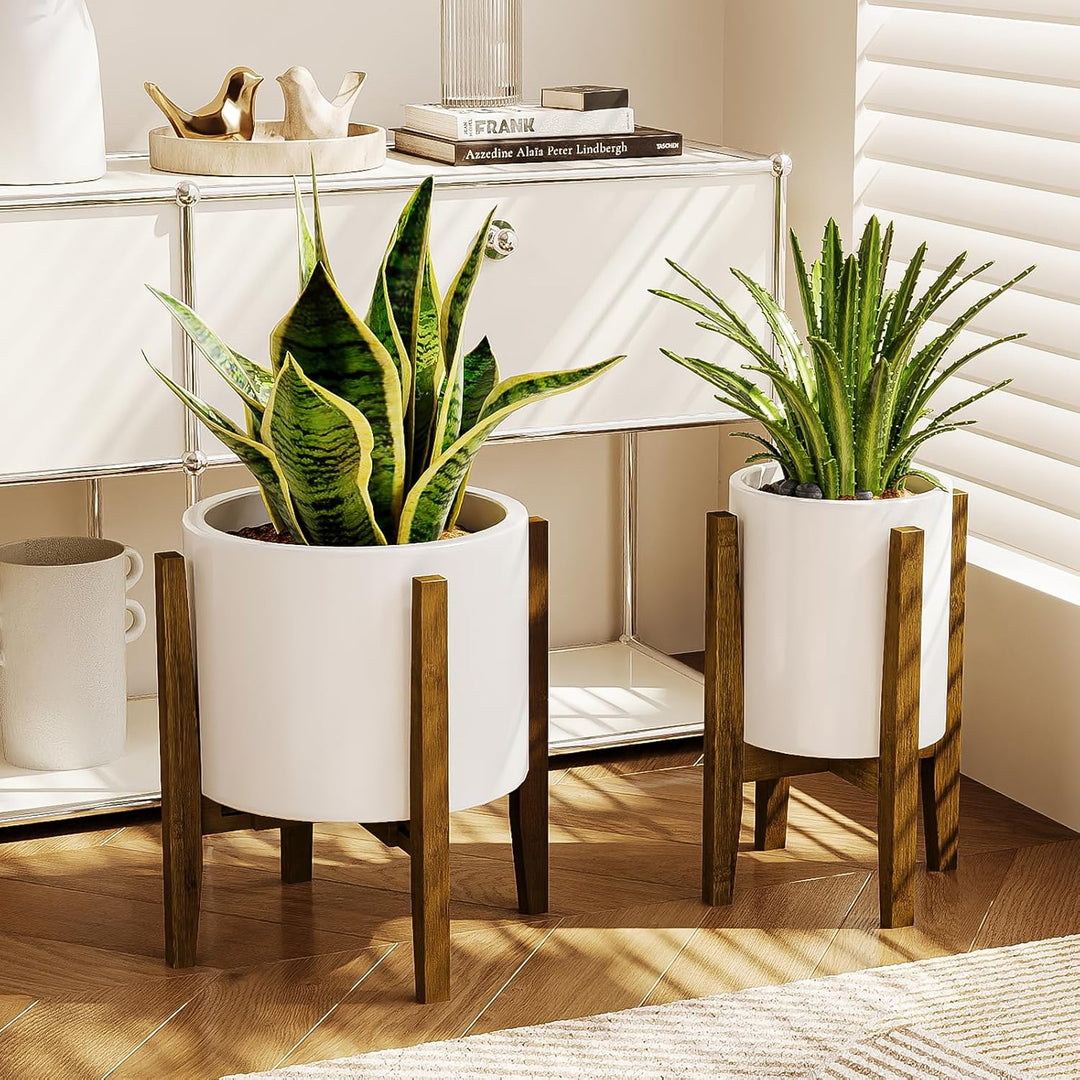 Bamworld Blumenhocker Outdoor Blumenständer Bambus Pflanzenhocker Indoor Blumentreppe Outdoor Wetter