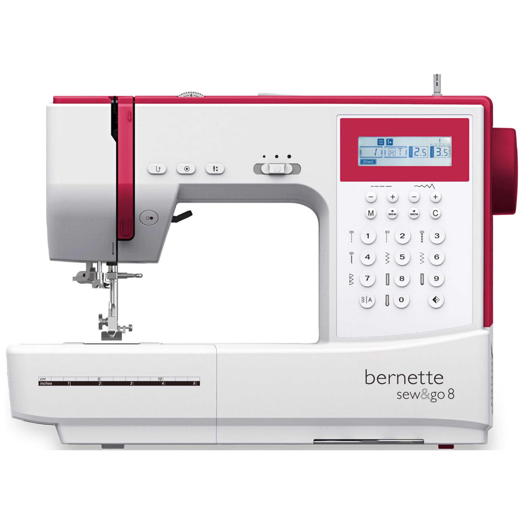 Bernette Sew&GO8 - Computer-Nähmaschine mit 197 Nähprogramme, Freiarm, Multifunktionsdisplay, Nähen,