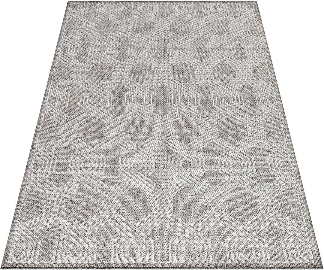 Carpetsale24 In- &amp; Outdoor Teppich 160x230cm, Wetterfest &amp; Robust, Flachgewebe mit Modernem Geometri