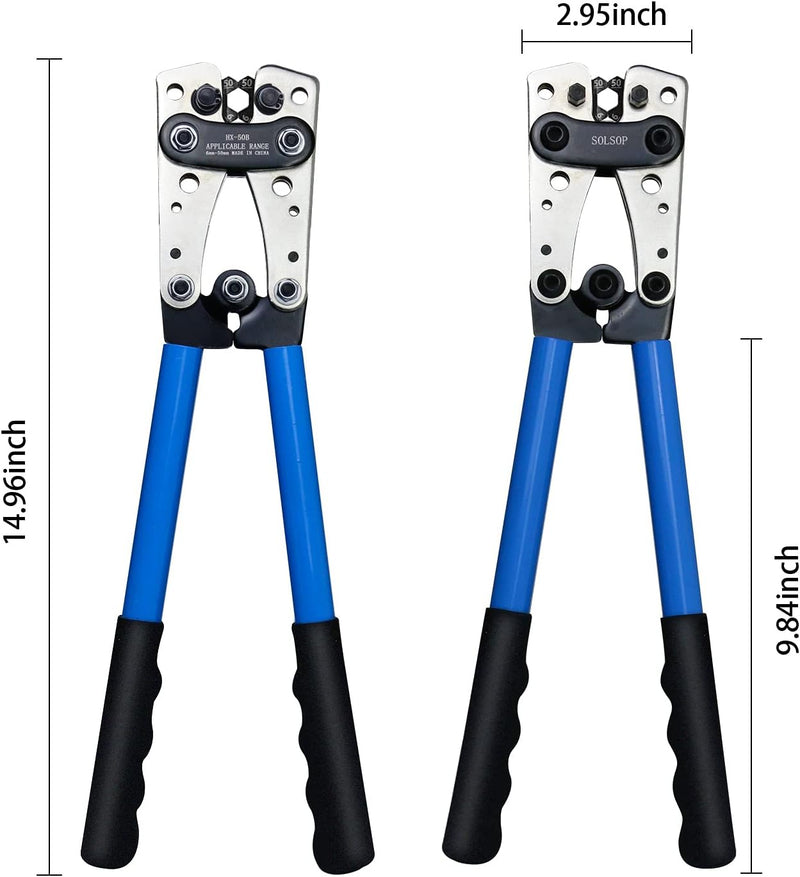 Solsop Batteriekabel-Crimpwerkzeug-Set von AWG 1/0–8 mit 60 Kupferringklemmen, 8 Grössen, Batterieka