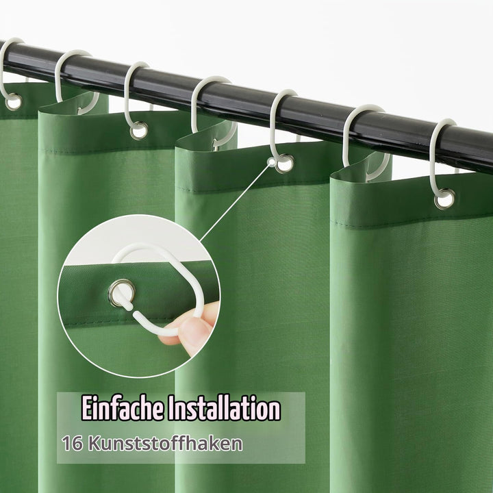 MIULEE Duschvorhang 240x200cm Grün Wasserdicht Badvorhang Anti-schimmel und Textil Waschbar Schnellt