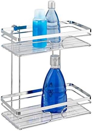 WENKO Wandregal 2 Etagen Premium Edelstahl, Edelstahl rostfrei, 24 x 27 x 13.5 cm, Glänzend, 2 Etage