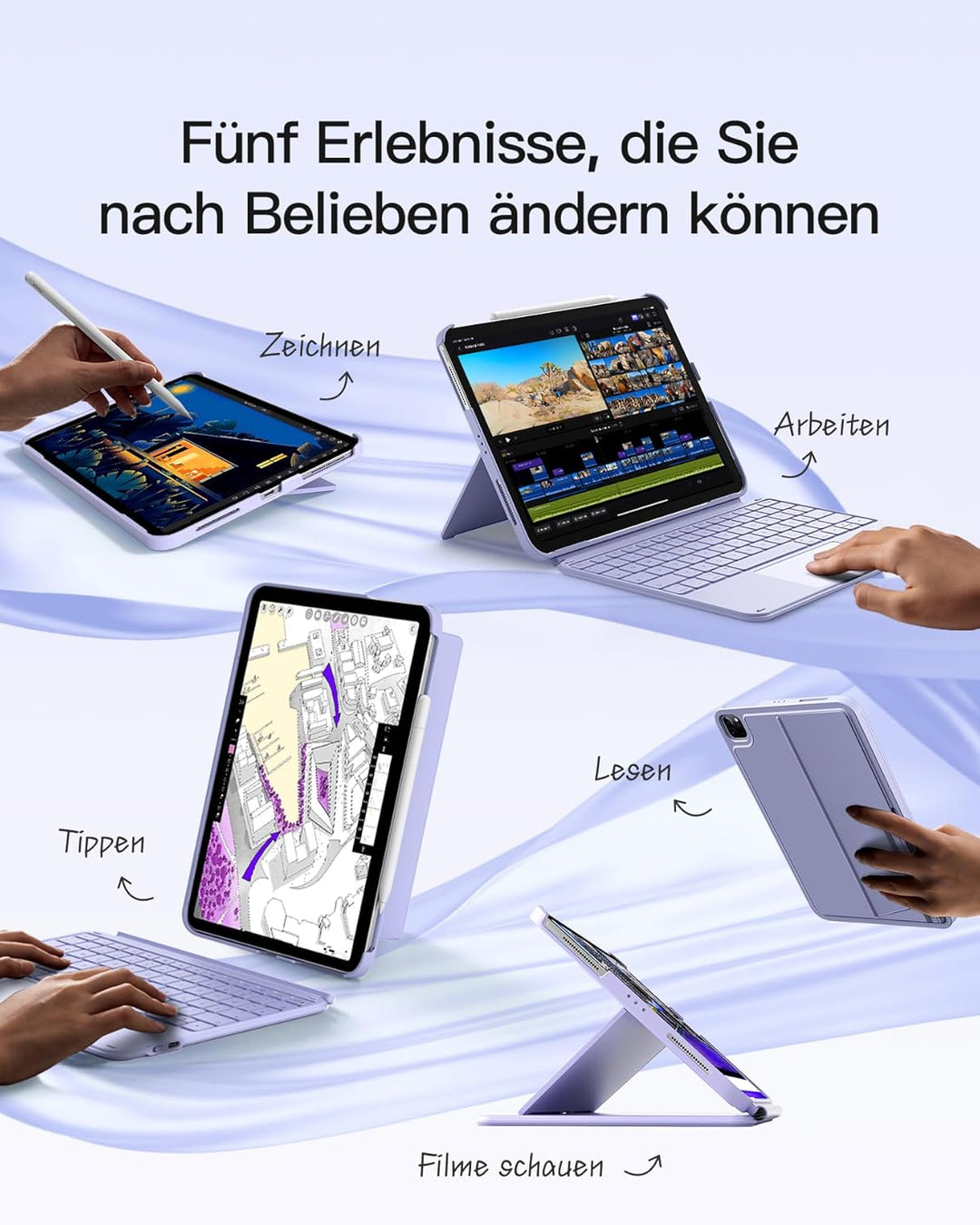 Inateck Hülle mit Tastatur,Ultraleichte Tastatur für iPad 10/11 Generation A16 2025 11 Zoll,iPad Air