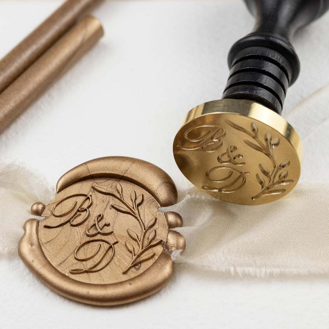 gravurART Siegelset Siegelstempel personalisiert incl. 2 Stangen Siegelwachs u. Gold/Silberhighlight