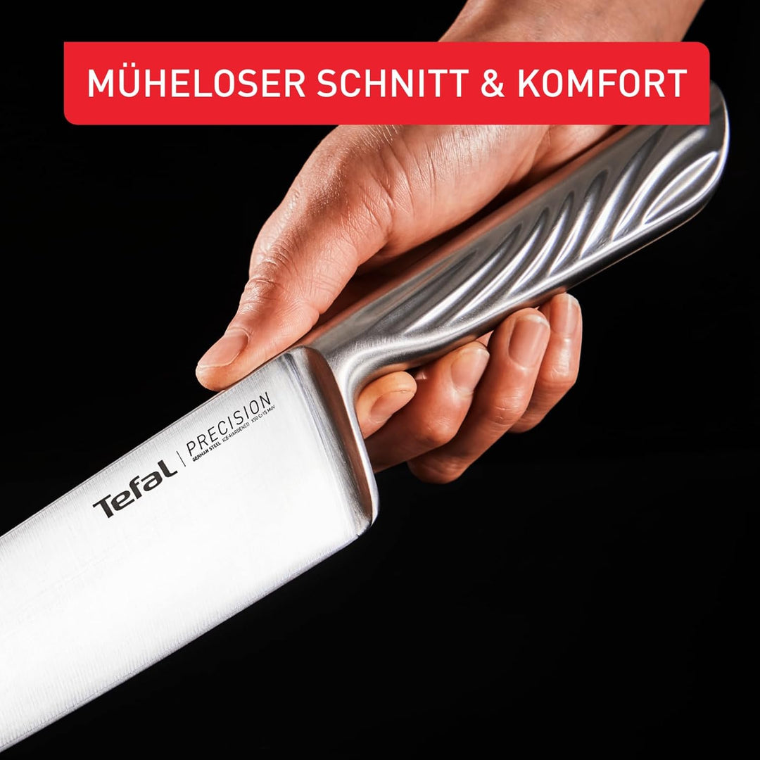 Tefal Precision Kochmesser 20 cm, schärfstes Messer, 22°-Klingenwinkel, Eishärtungstechnologie, Well