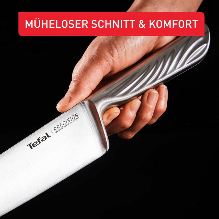 Tefal Precision Kochmesser 20 cm, schärfstes Messer, 22°-Klingenwinkel, Eishärtungstechnologie, Well