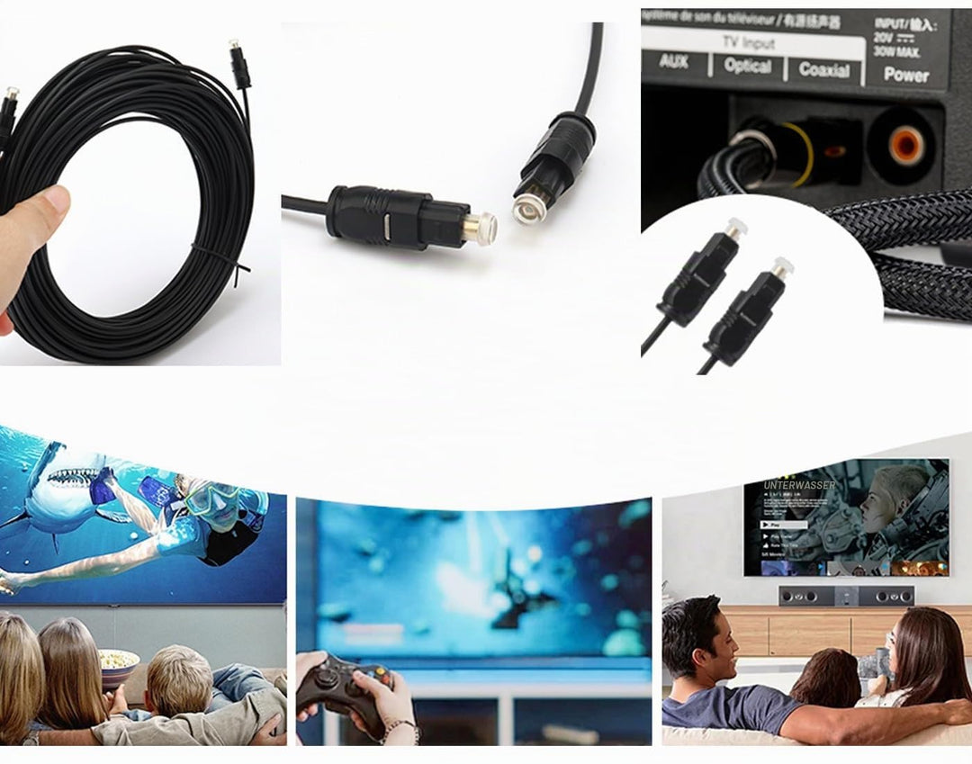 Pxyelec 30M Schwarz SPDIF Toslink-Kabel für digitales Glasfaser-Audio für Heimkino, Digitalfernsehen