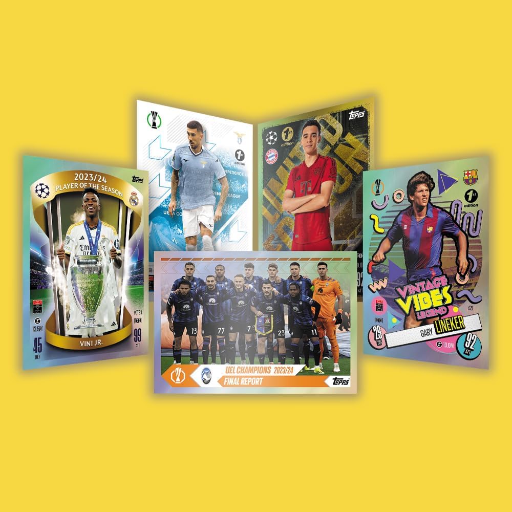 Bundle mit Match Attax CL 2024/25 - Trading Cards + Exklusive Collect-it Hüllen (1 Leere Sammelmappe