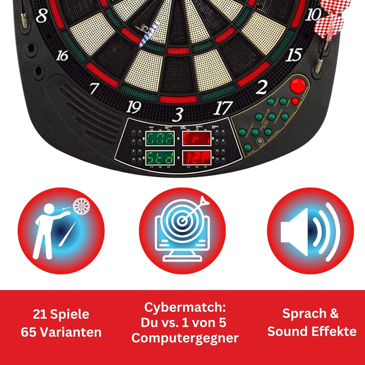 Best Sporting Dart Set Coventry Xtra mit 12 Dartpfeilen & Ersatzspitzen I Dartscheibe elektronisch i