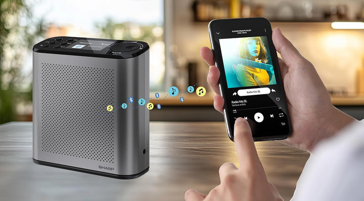 SHARP DR-P530(GY) Osaka Tragbares Digitalradio – DAB+/FM, Bluetooth 5.3, BestTune, 120 Senderspeiche