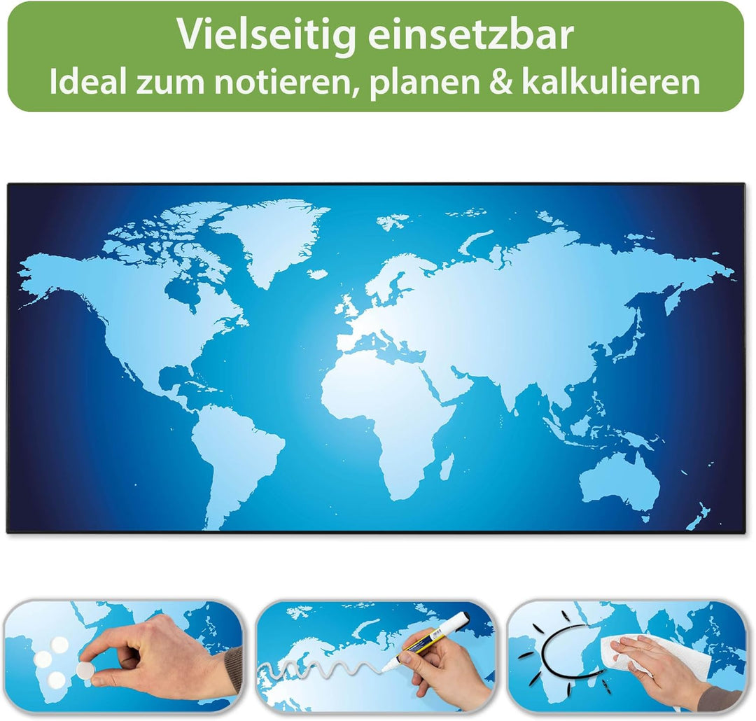 banjado Magnettafel schwarz 78 x 37cm / Magnetwand Metall/Magnetpinnwand als Memoboard/Pinnwand Magn