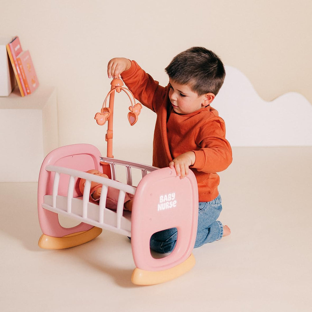 Smoby - Baby Nurse Puppenwiege mit Mobile - Puppenbett mit Wiegefunktion, für Puppen bis 42 cm (Nich