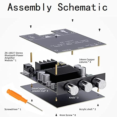 ZK-1002T Bluetooth 5.0 Verstärkerplatine, 2 X 100 W Zweikanal HiFi Subwoofer Audioverstärker, Digita