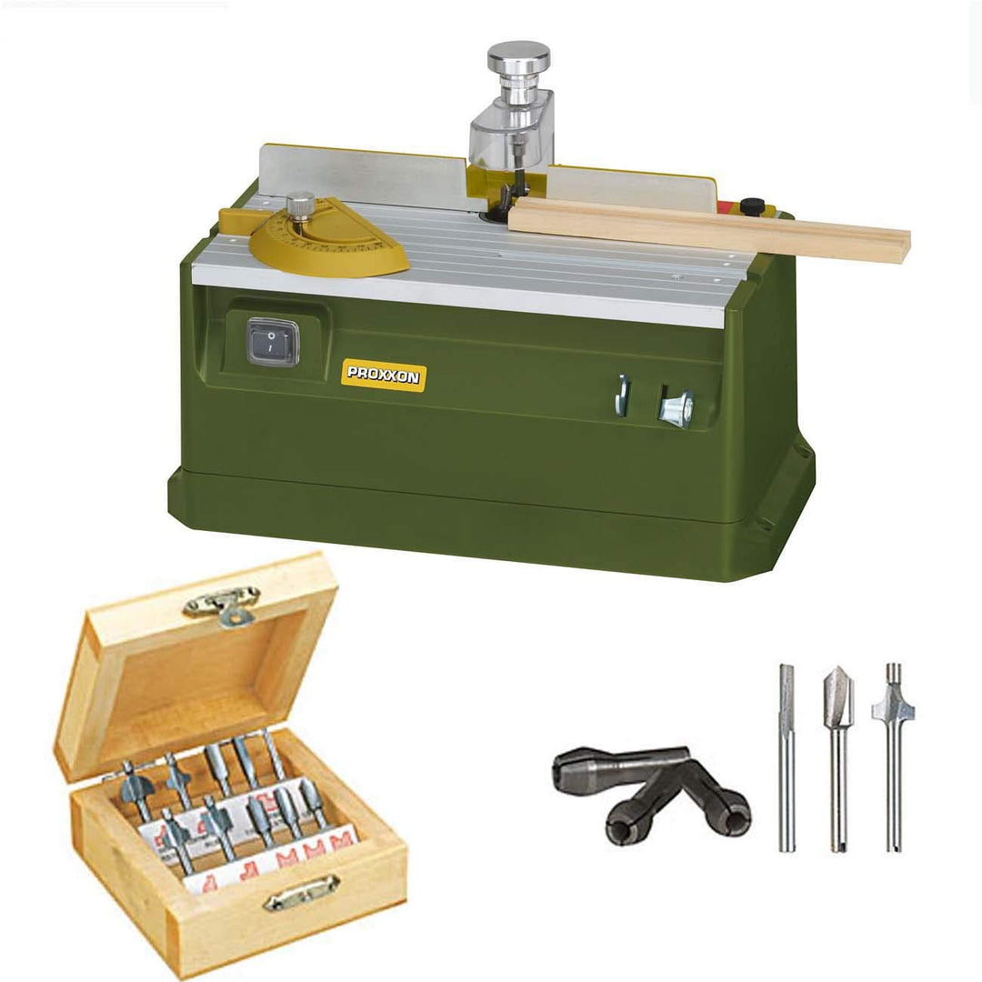 PROXXON MICRO Profiliergerät MP 400 Set Fräse Fräsgerät Fräsmaschine inklusive 3 Spannzangen und 13