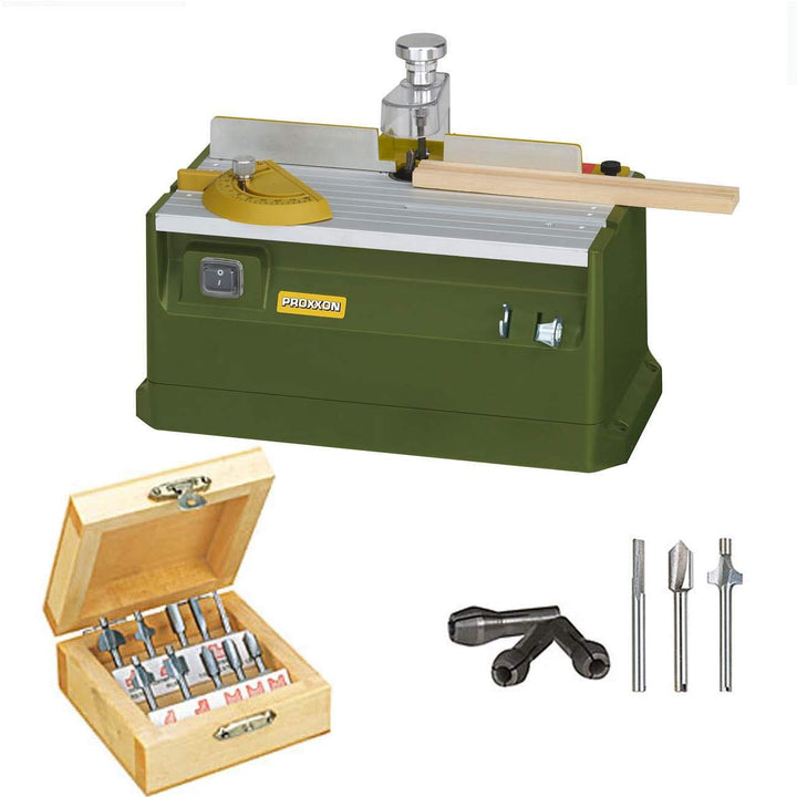 PROXXON MICRO Profiliergerät MP 400 Set Fräse Fräsgerät Fräsmaschine inklusive 3 Spannzangen und 13