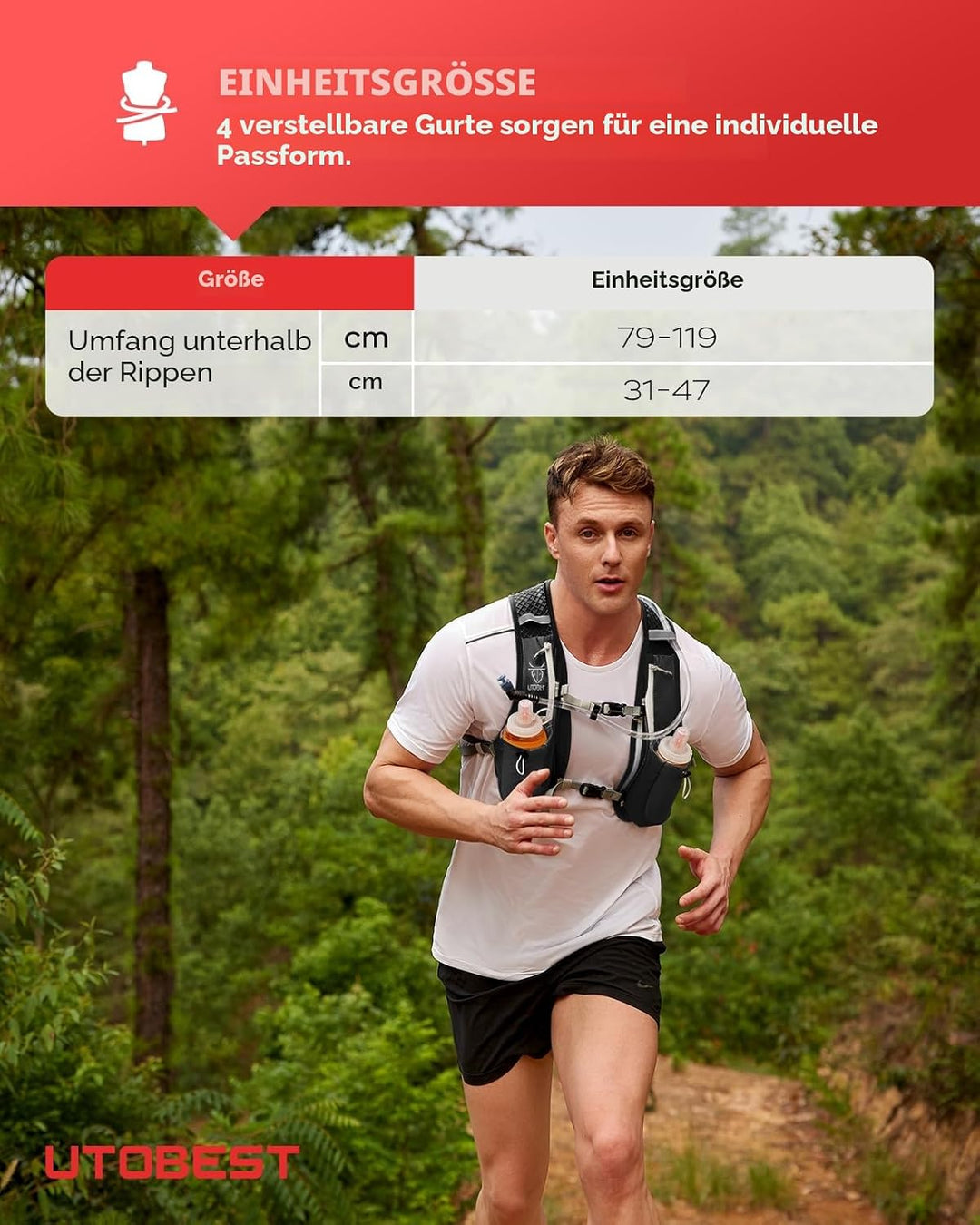 UTOBEST Trinkrucksack 5L Herren Damen Ultraleicht Laufrucksack für Laufen,Marathon,Jogging,Radfahren