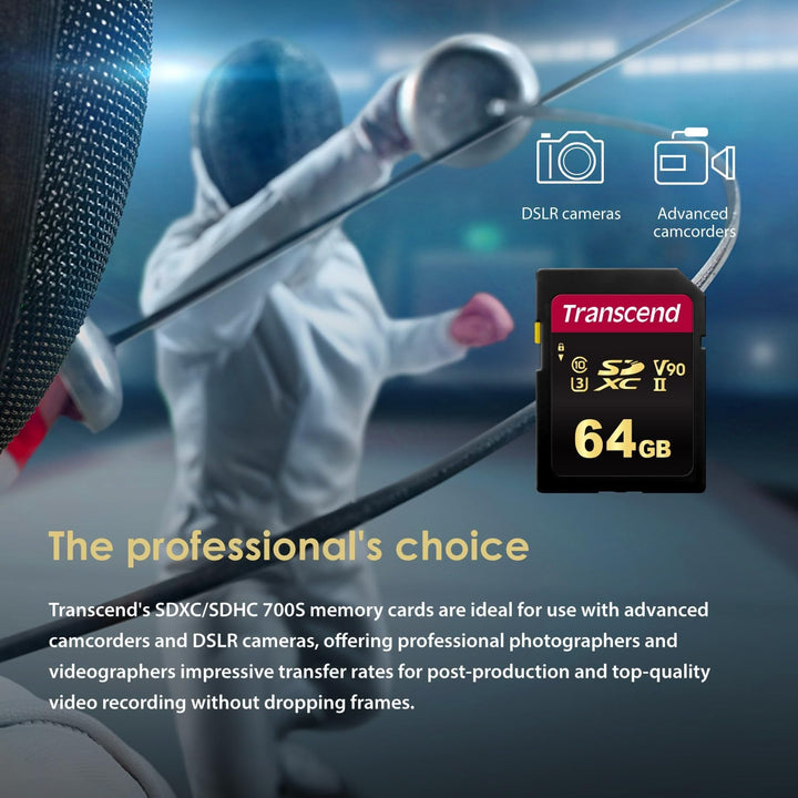 Transcend 64 GB SDXC/SDHC 700S Speicherkarte TS64GSDC700S / bis zu 285 MBs lesen und 180 MBs schreib