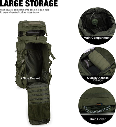 Mardingtop 70L Militär Rucksack Trekkingrucksack mit Regenschutz Wanderrucksack im Freien Grosse Kap