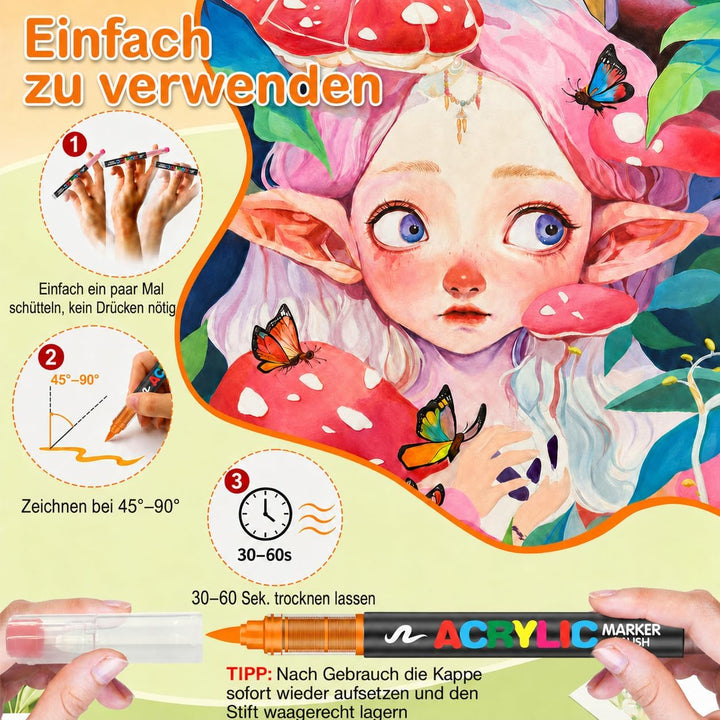 Laconile 408 Farben Acrylstifte für Steine wasserfest mit Portable Suitcase – Direktfliessende Acryl