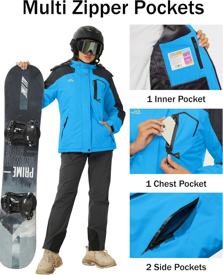MAGCOMSEN Winterjacke Damen Softshell Funktionsjacke Wasserabweisende Outdoor Ski Jacke Fleece Windd