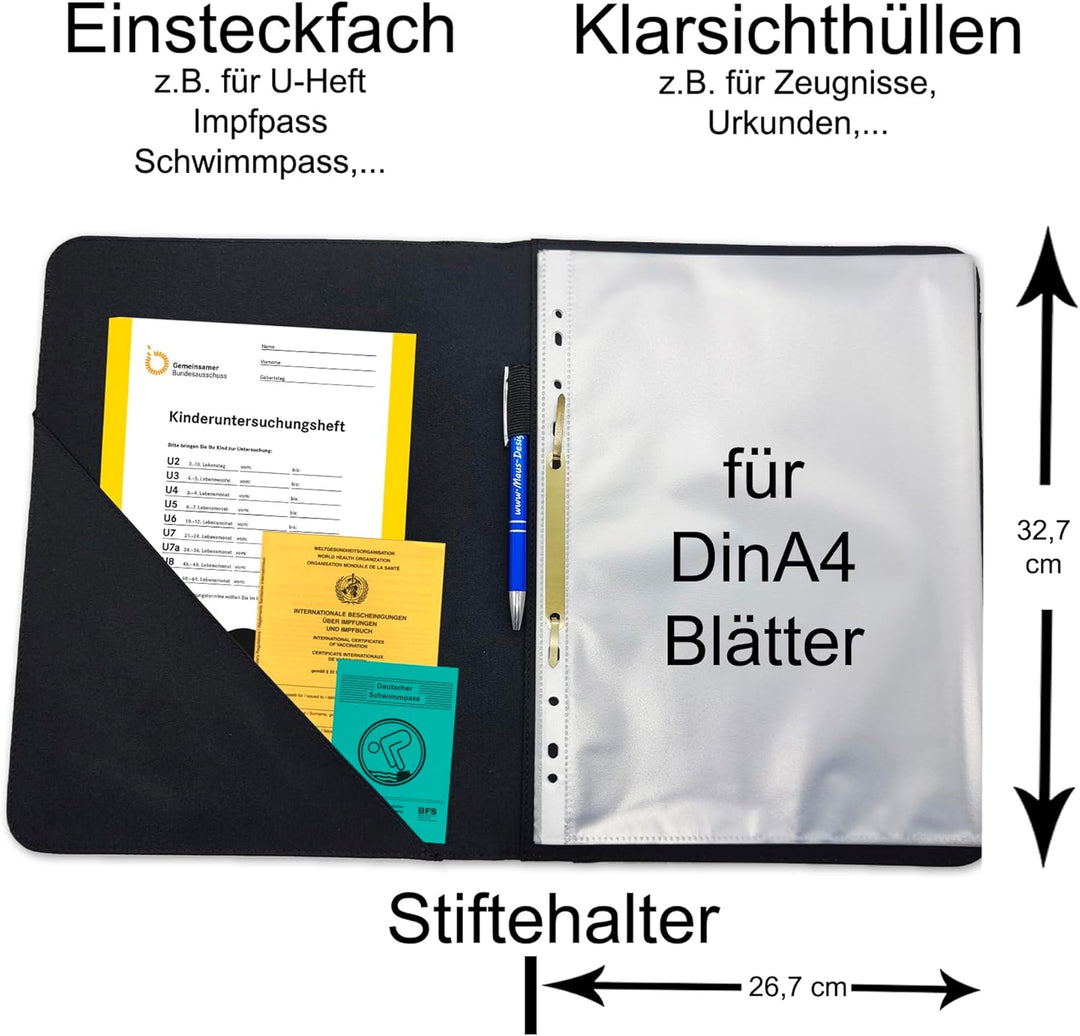 Zeugnismappe mit Name | Zeugnismappe personalisiert | mit Klarsichthüllen A4+ | Urkundenmappe | pers