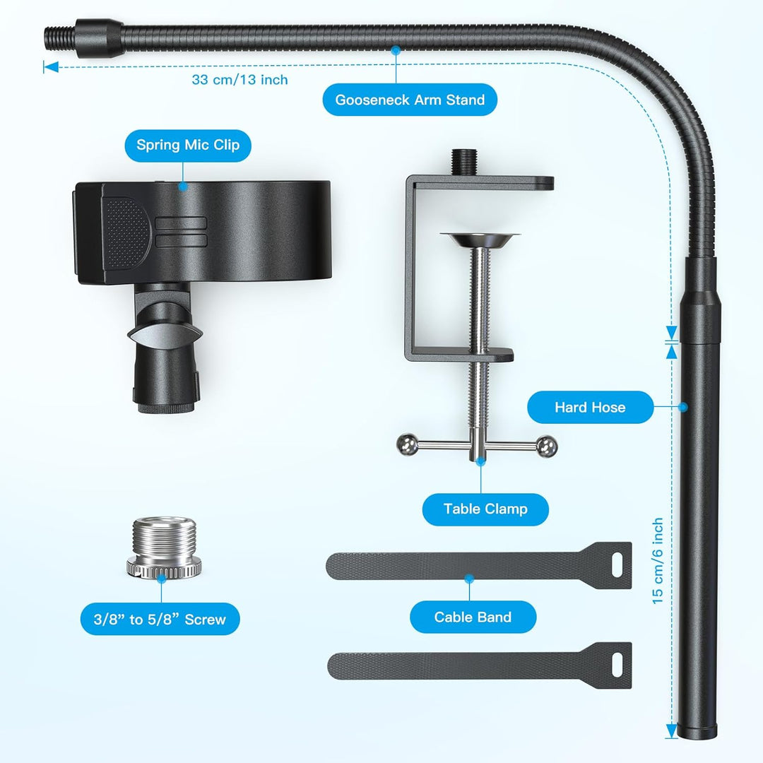 ZealSound Mikrofonarm, 19-Zoll-Schwanenhals mit kompakter Bauweise