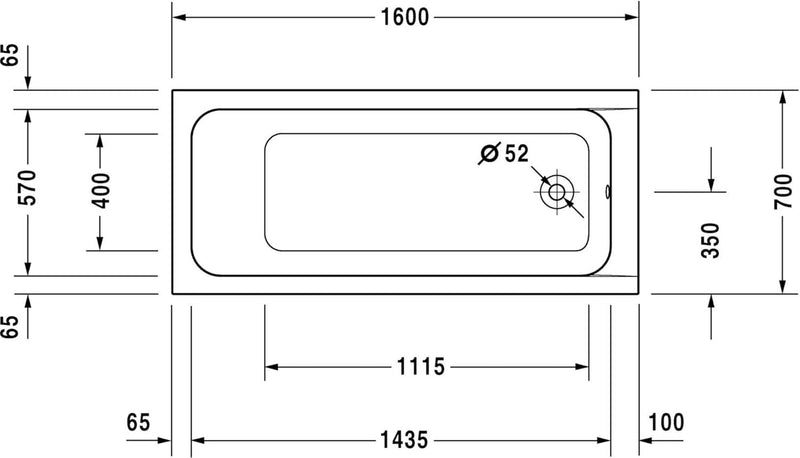 Duravit D-Code Rechteckige Badewanne, D-Code, 1600 mm, 100 l, Weiss