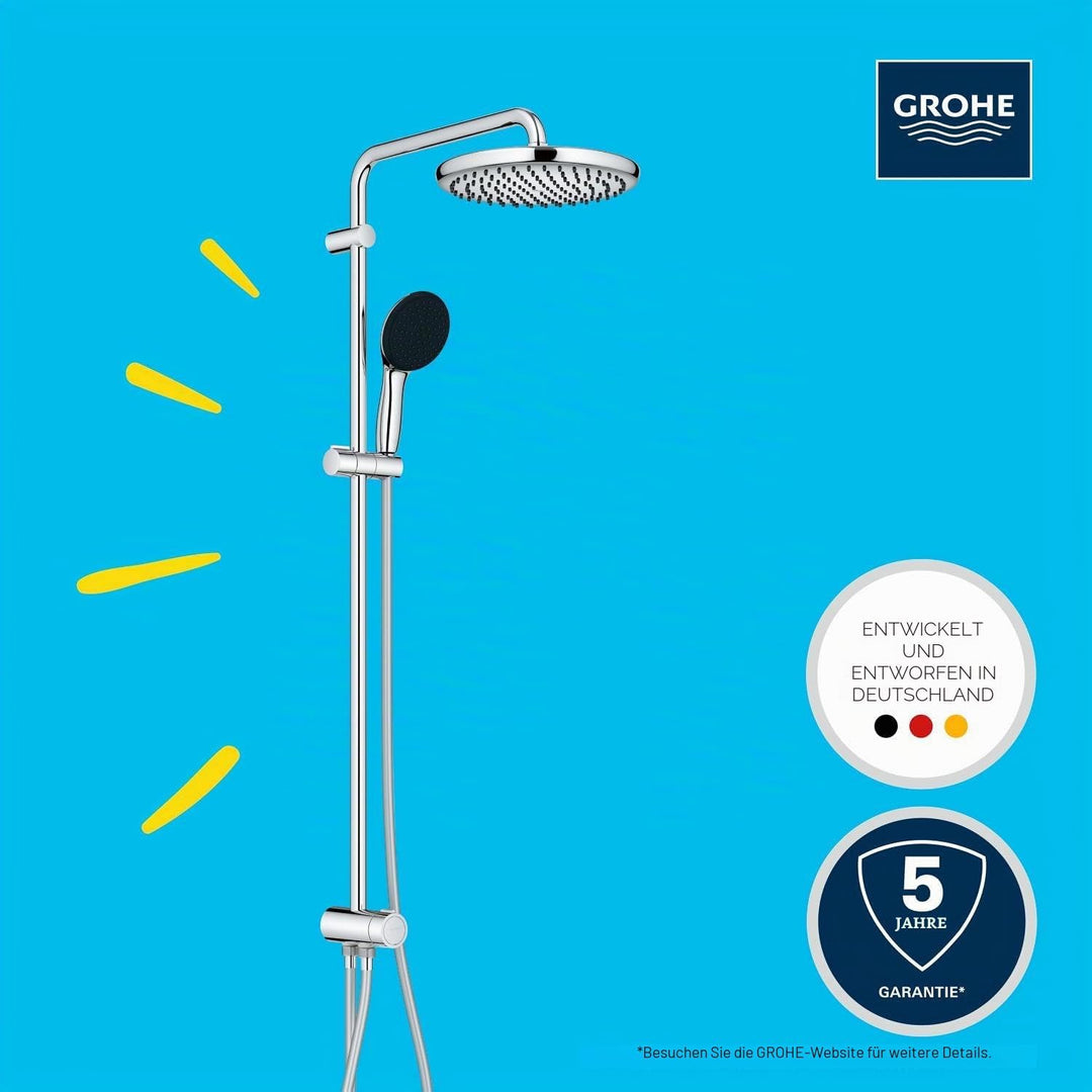 GROHE Vitalio 250, Duschset ohne Armatur, wassersparend, 8l pro Min (Regendusche für vorhandene Dusc