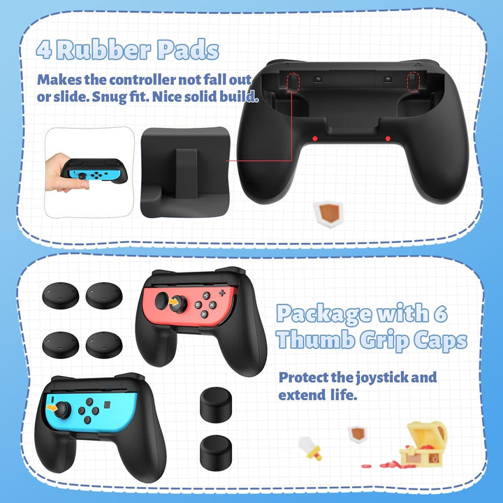 FASTSNAIL Rutschfester Griffe Kompatibel mit Nintendo Switch für JoyCon, Halterung Gaming Controller