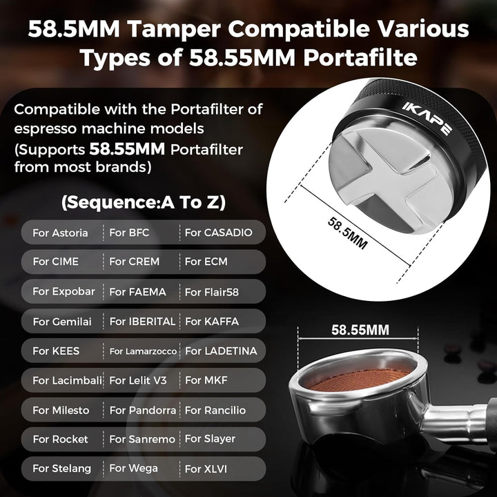 IKAPE Coffee Products, 58mm Kaffeeverteiler & Handstampfer, Espresso-Verteiler mit Einstellbarer Tie