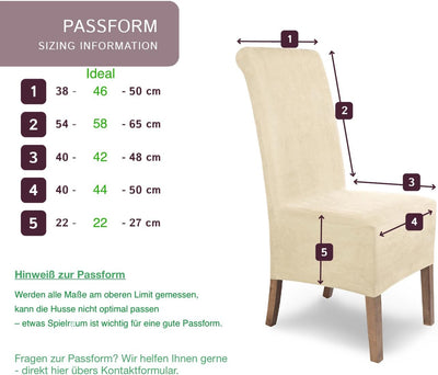 SCHEFFLER-Home Stuhlhussen 2er Set Leon Ecru/elastische Wildleder Hussen für Stühle/Robustes Freisch