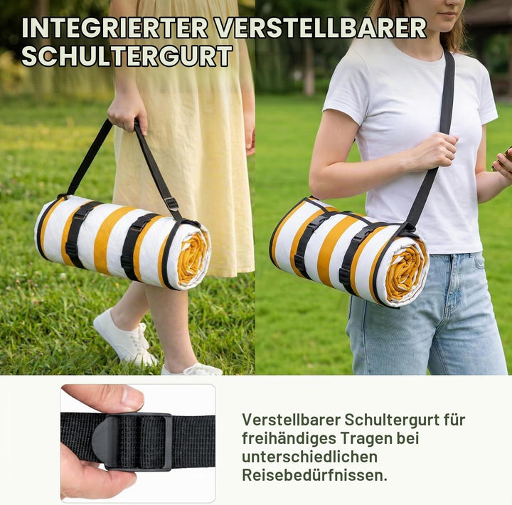 WolfWise Picknickdecke Wasserdicht, 200x200 cm grosse Stranddecke, Faltbare Picknick Decke mit Verst