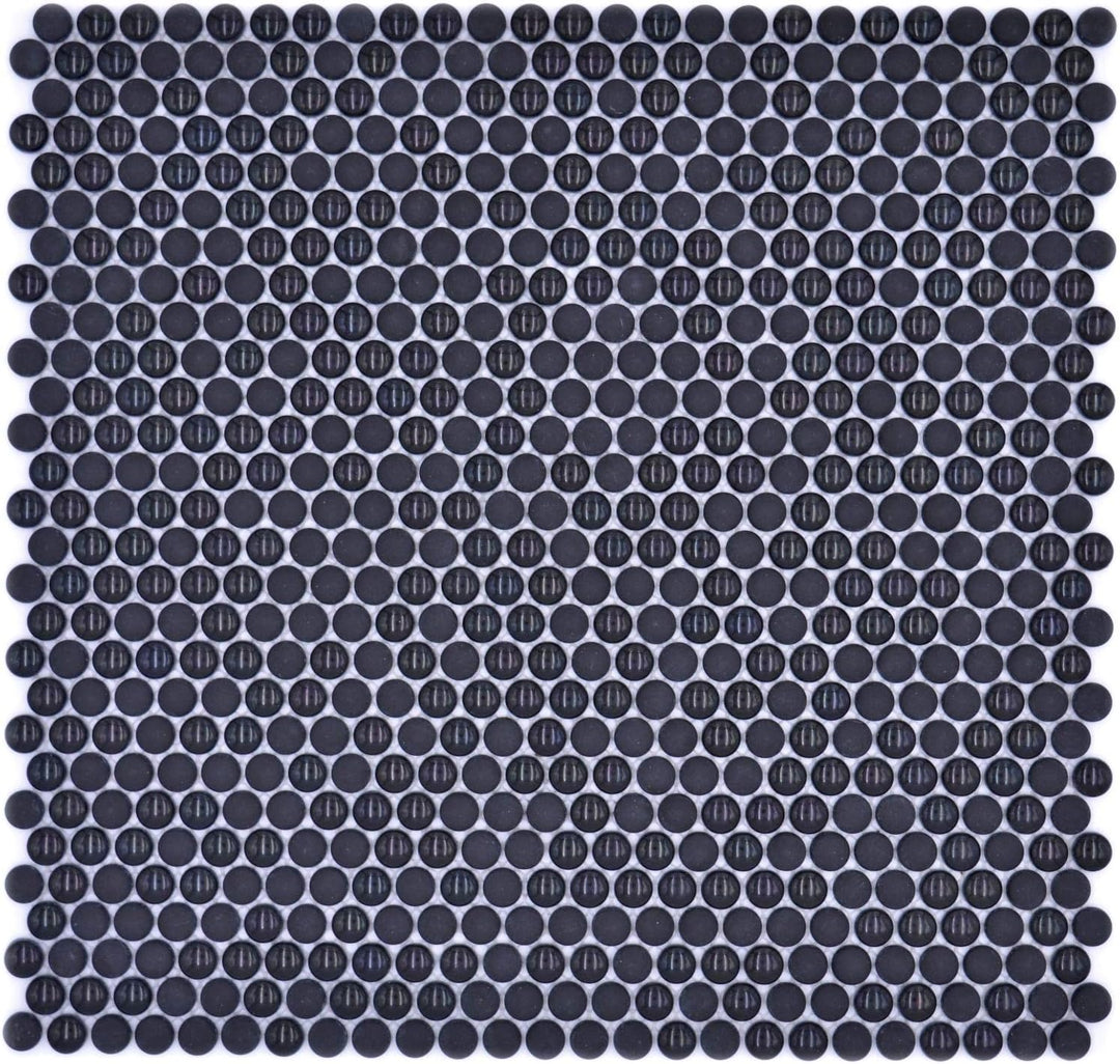 Glasmosaik Fliese Knopf Enamel mix schwarz glänzend/matt für WAND BAD WC KÜCHE FLIESENSPIEGEL THEKEN
