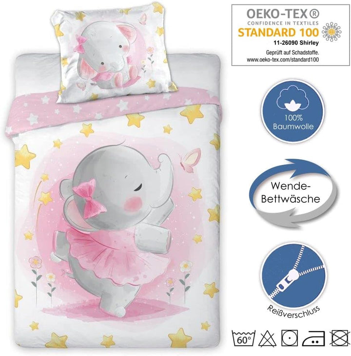 Faro Tekstylia Babybettwäsche Kinderbettwäsche 100x135 Bettgarnitur 100% Baumwolle mit Oeko-Tex Sieg