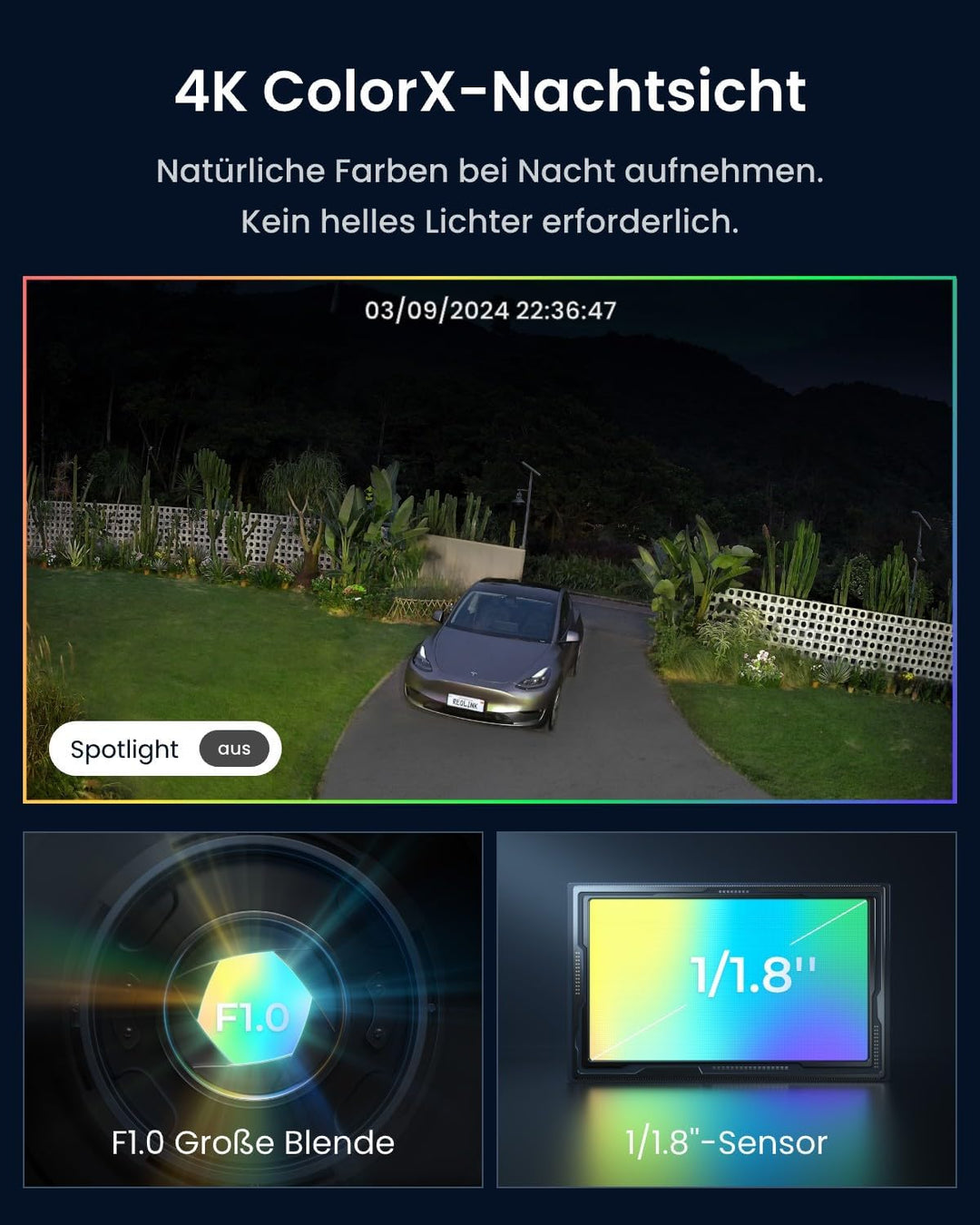 Reolink Altas PT Ultra, 4K Solar Überwachungskamera Aussen Akku mit Daueraufzeichnung, ColorX-Nachts