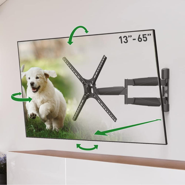 Barkan 53.5cm Lange TV Wandhalterung, 13-65 Zoll Schwenkbar/Neigbar/Vollbewegung luxuriösen TV Halte