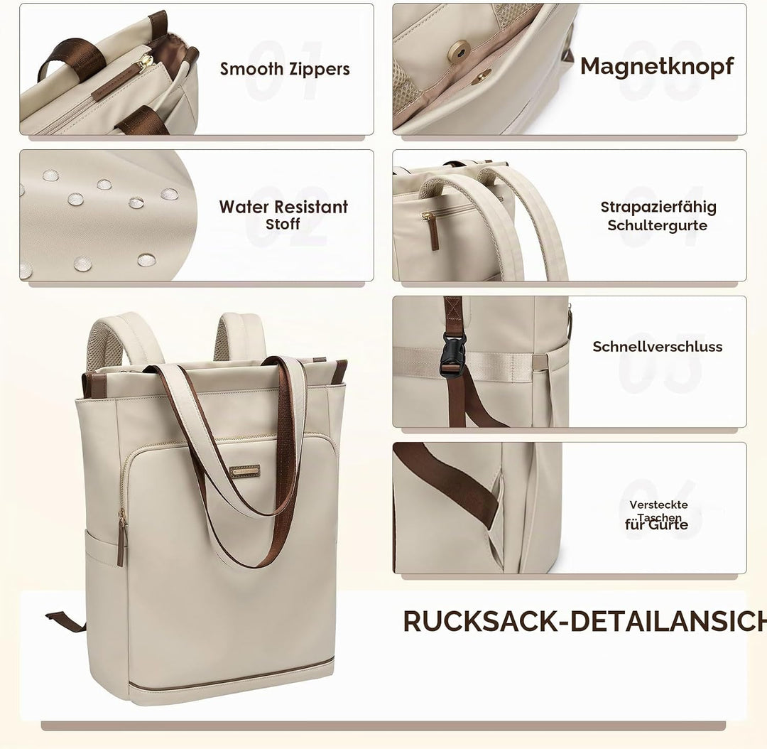 GOLF SUPAGS Convertible Laptop-Rucksack für Frauen Casual Daypack Notebook Tote Bag für Arbeit Hochs