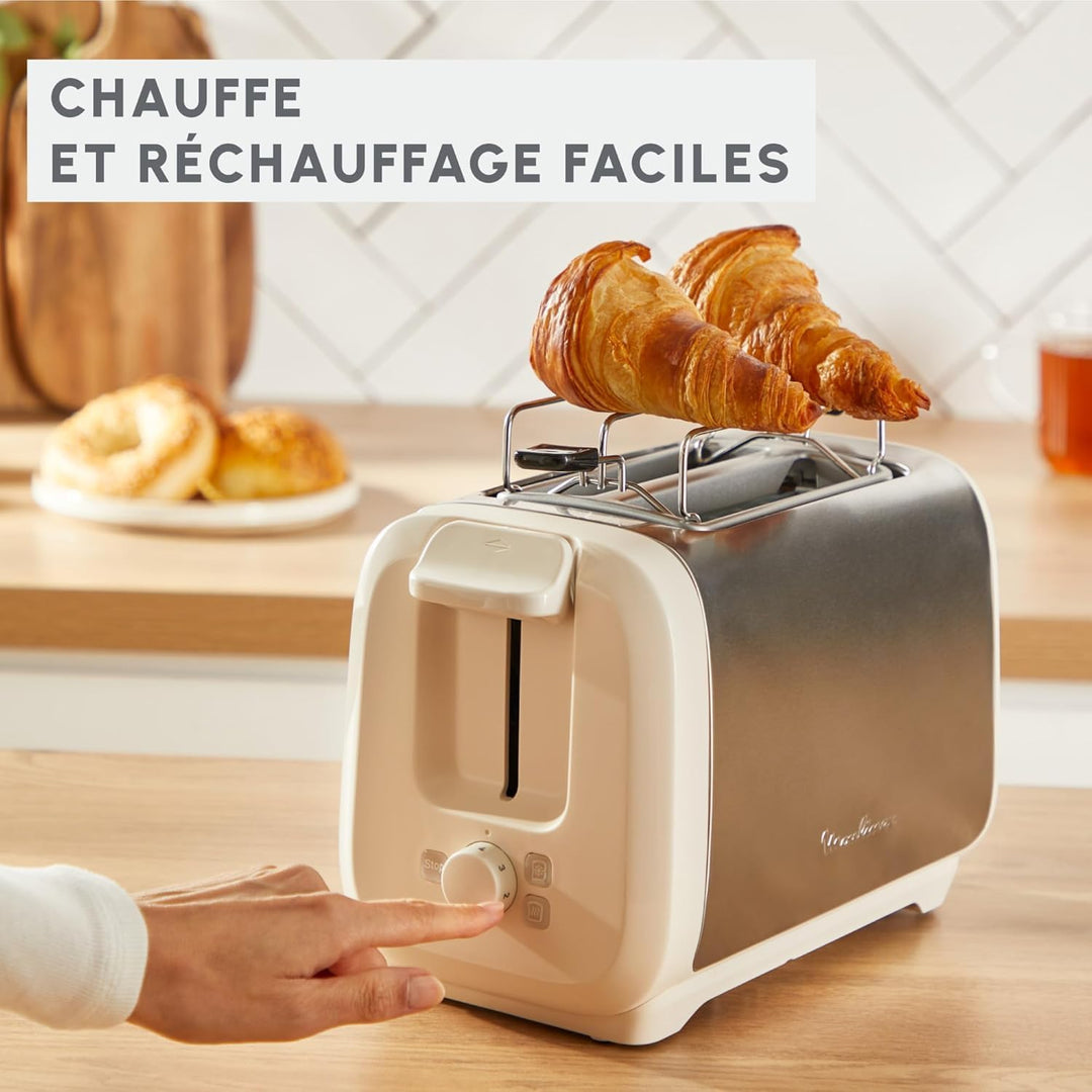 Moulinex Subito, Toaster mit 2 Schlitzen und Brötchenwärmer, schnellere Röstung, geringerer Verbrauc