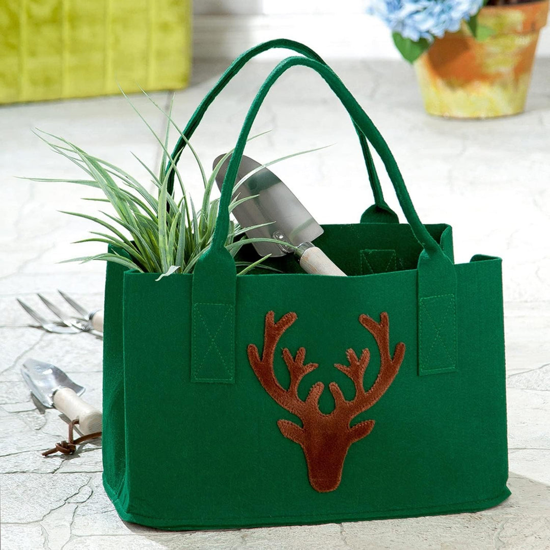 casamia Filztasche Shopper mit Schriftzug von Herzen grau o. Hirschkopf grün Farbe grün mit Hirschko
