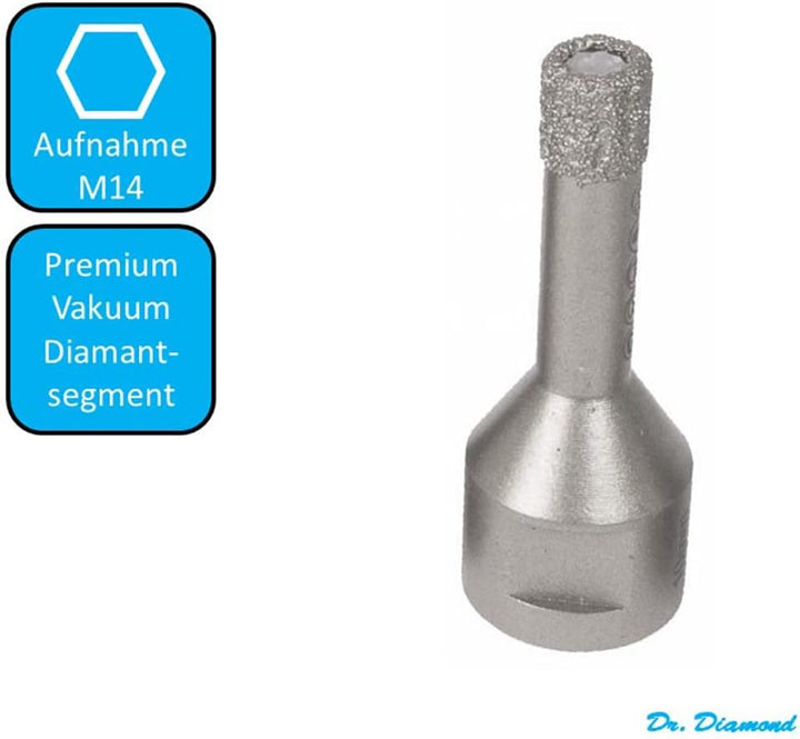 Dr. Diamond | M14 Fliesenbohrer Hochleistungs-Trockenbohrkrone für Winkelschleifer - Spezial Kernboh