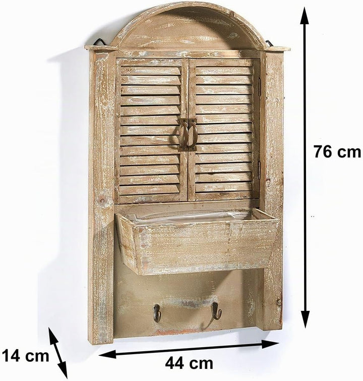 Kobolo Deko-Fensterladen - Holz - braun - Schublade zum Bepflanzen - 44x14x76
