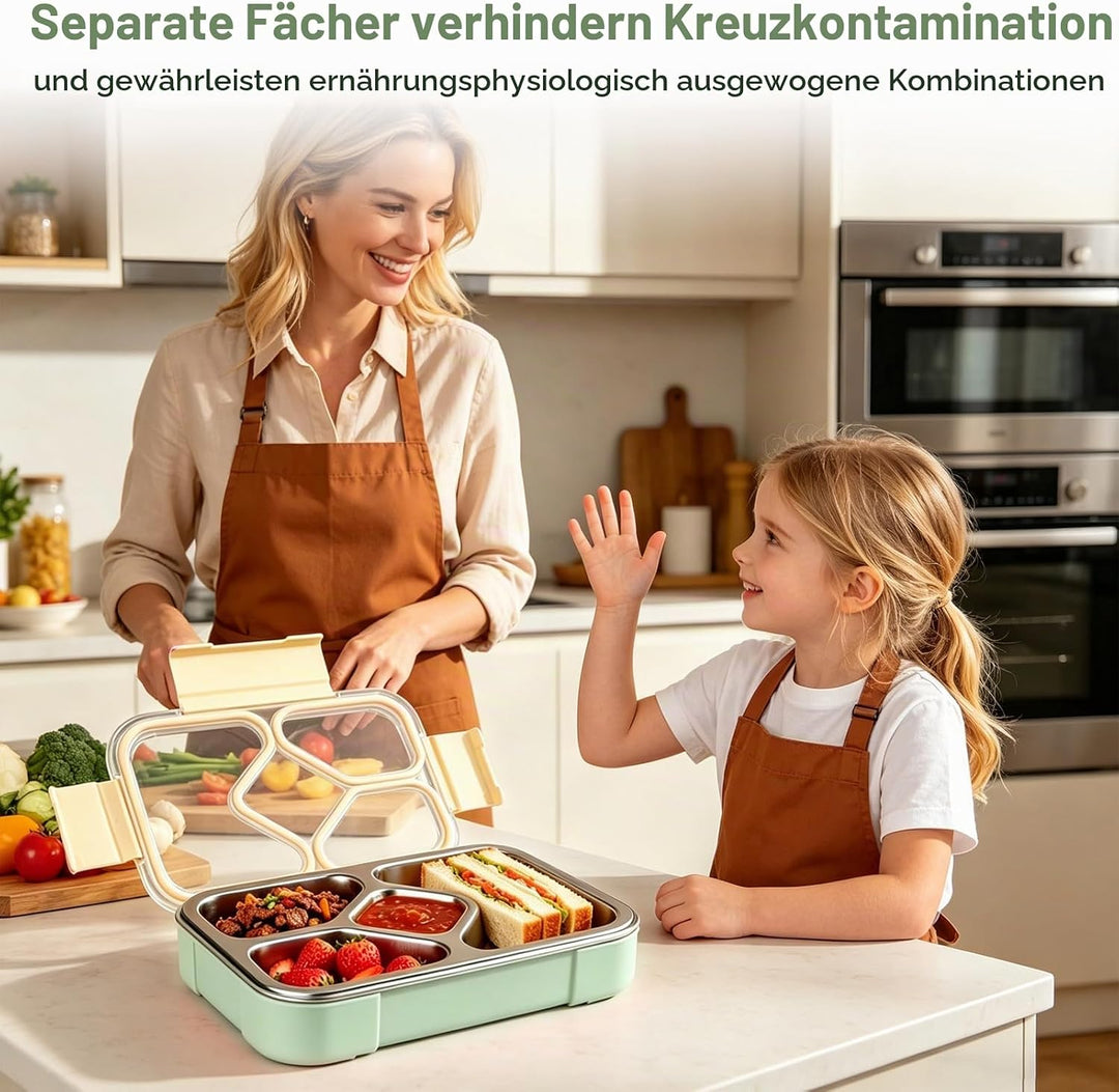 Edelstahl Brotdose Kinder,1020ml Bento Box für Schule,Kita, Büro &amp; Picknick Gelb, Gelb