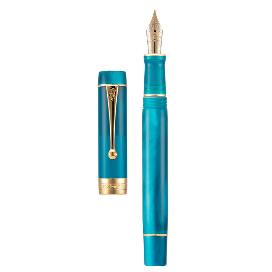 Lanxivi Jinhao Classic Füllfederhalter Pfauenblaues Zelluloid, extra feine Feder mit Konverter und S