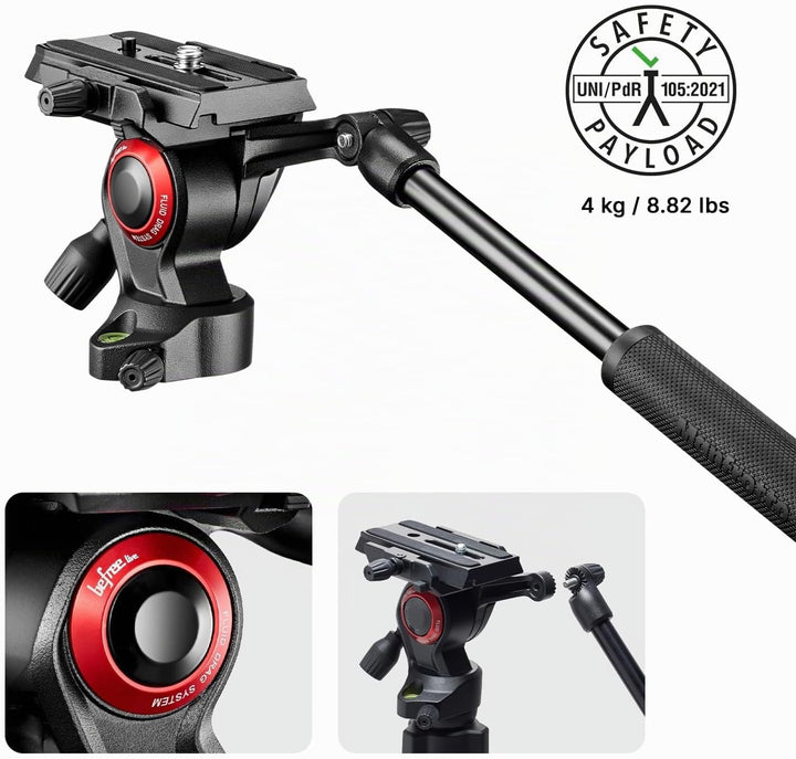 Manfrotto Befree Live, Reise-Videostativ mit Videokopf und Hebelverschluss, Aluminiumstativ für DSLR